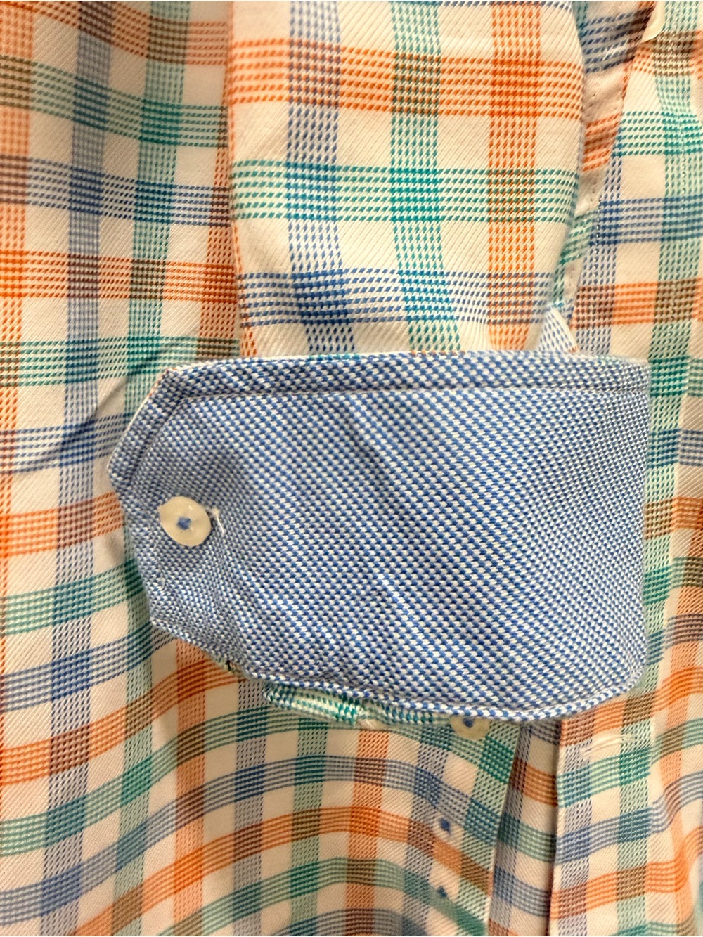 Johnston & Murphy Men’s Orange & Blue Check Button-Up Shirt - Picture 4 of 7